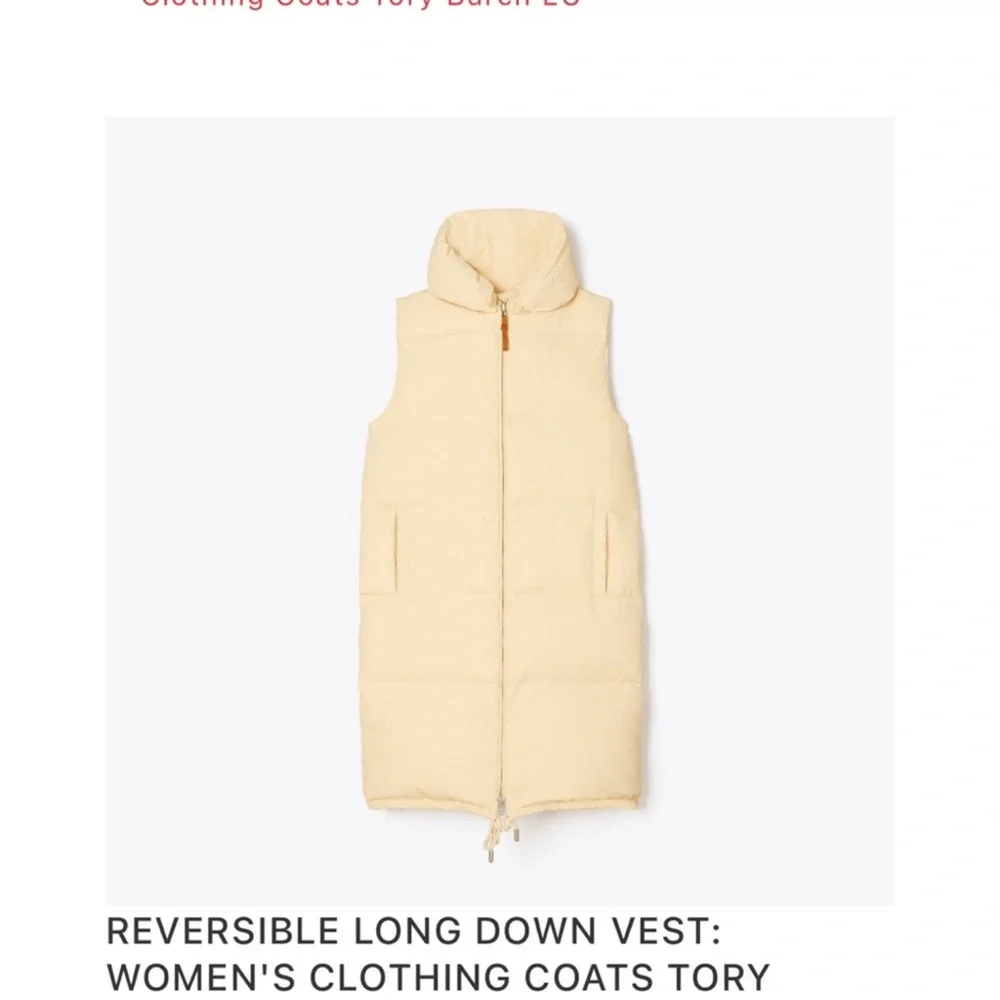 Tory Burch Cream Long Down Vest size S